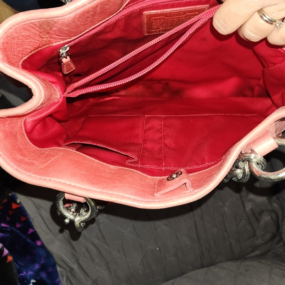 COACH GUC XL POPPY SALMON LEATHER NORTH/SOUTH TOTE BAG - Picture 10 of 14